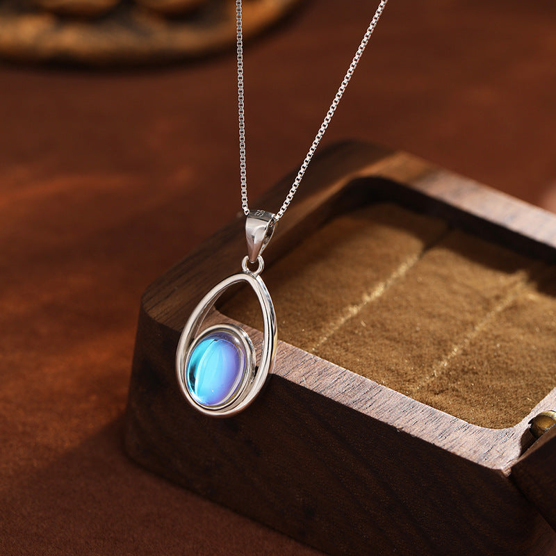 925 Sterling Silver Moonstone Pendant Necklace
