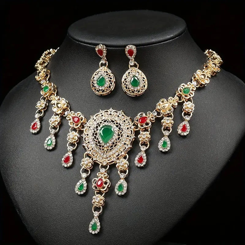 European And American Bride 4 PCs Set Fashion Alloy Necklace Ring