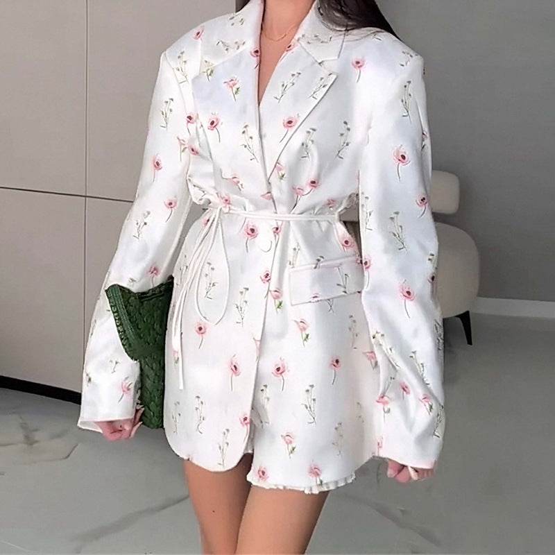 Collar Lace-up Waist-tight Suit Jacket - Odeita