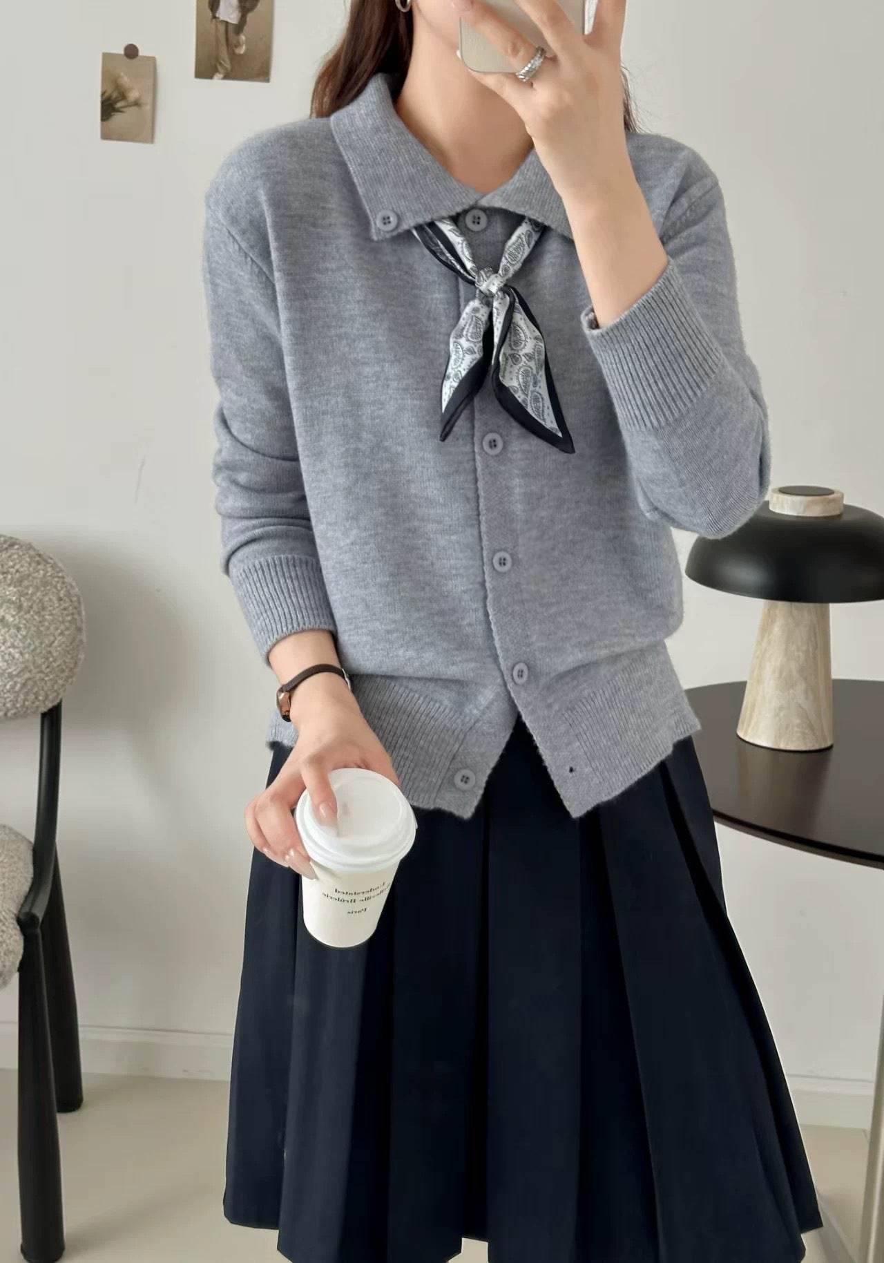 Lazy Fashion Lapel Scarf Sweater - Odeita