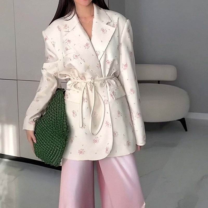 Collar Lace-up Waist-tight Suit Jacket - Odeita