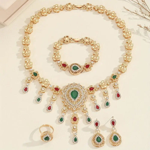 European And American Bride 4 PCs Set Fashion Alloy Necklace Ring