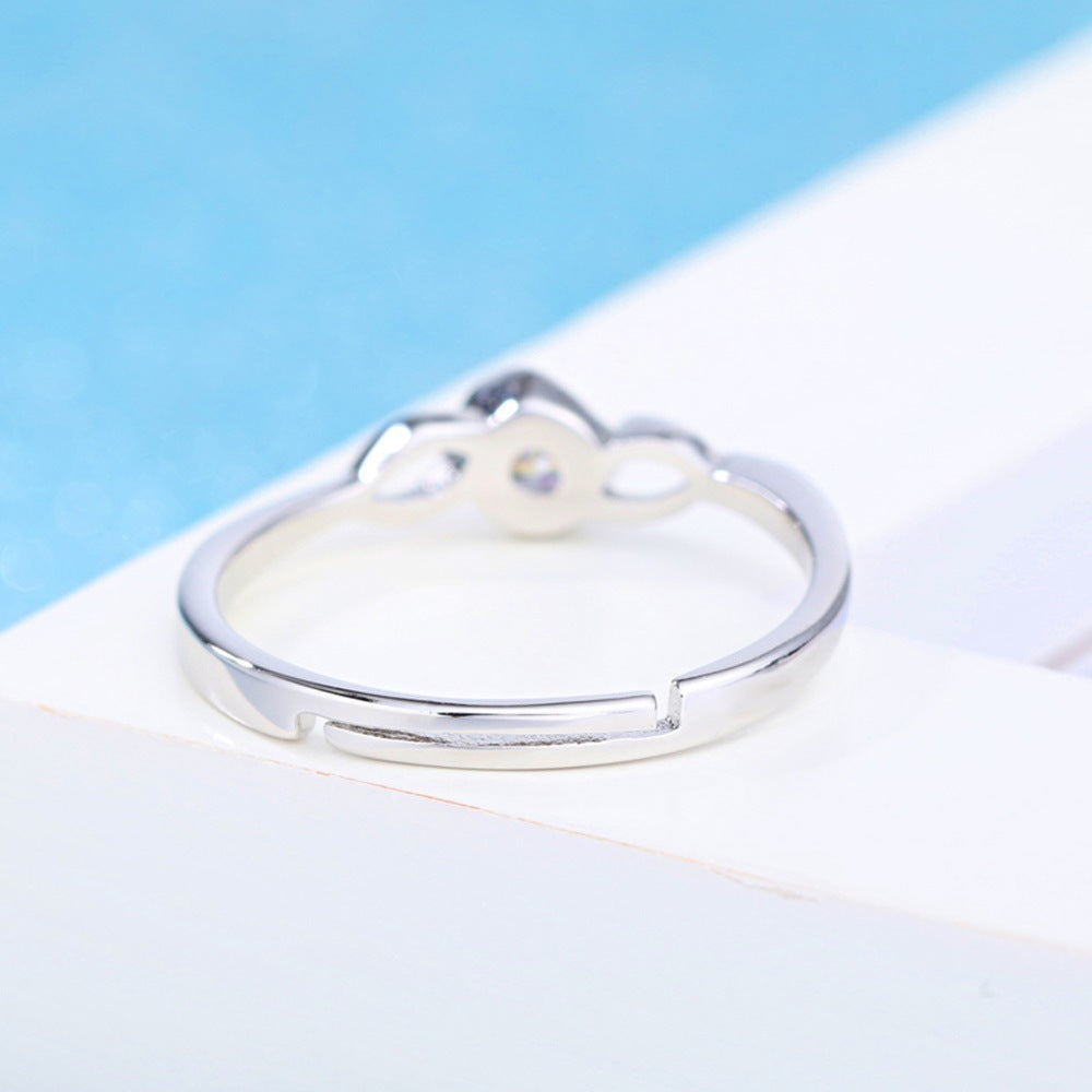 Korean Style Silver Love Interwoven Heart Ring
