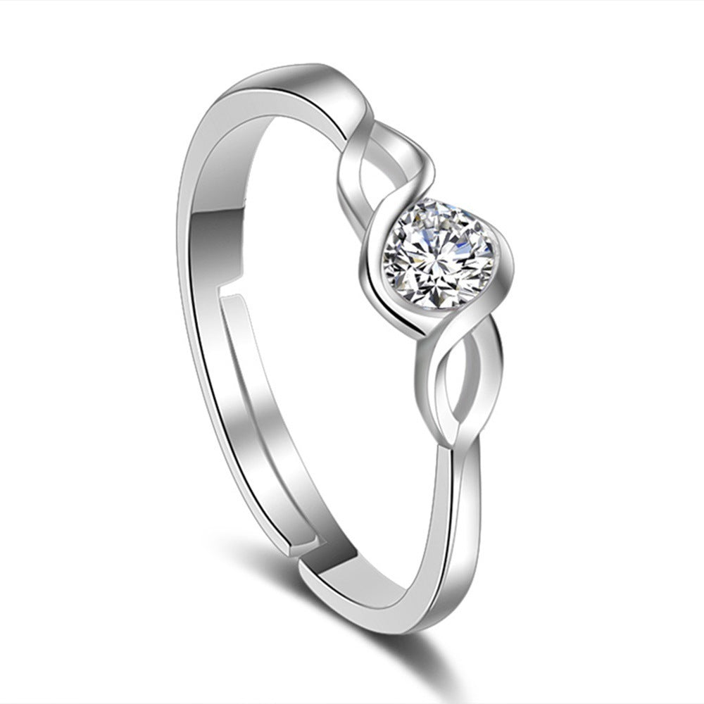 Korean Style Silver Love Interwoven Heart Ring
