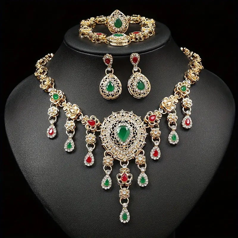 European And American Bride 4 PCs Set Fashion Alloy Necklace Ring