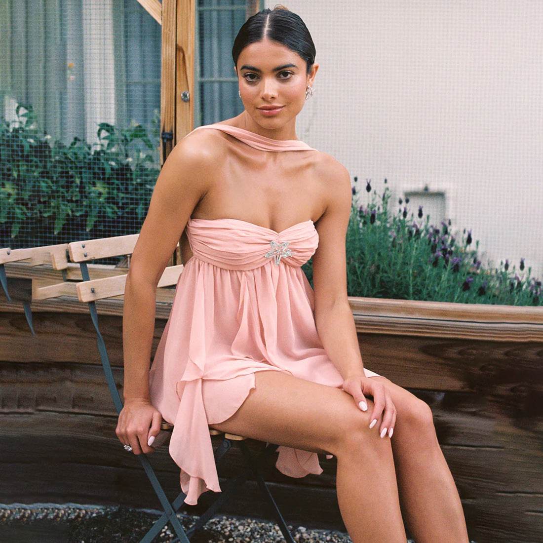 Ins Halter Neck Backless Dress Summer Sexy Printed Irregular Mesh Short Dresses For Evening Party Club Women's Clothing - Odeita