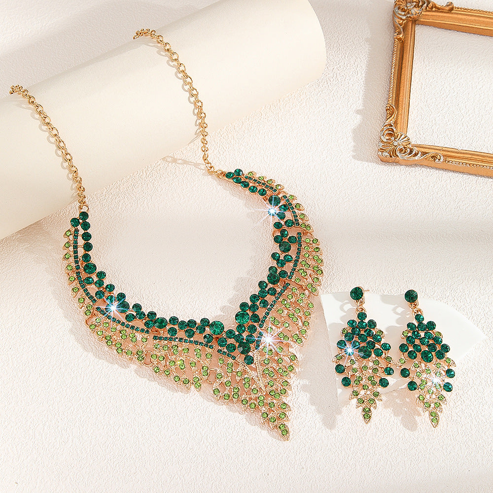 Alloy Rhinestone Wedding Necklace Earrings Bridal Wedding Decoration