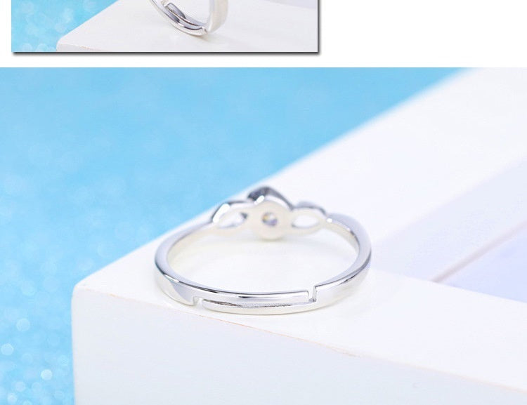 Korean Style Silver Love Interwoven Heart Ring