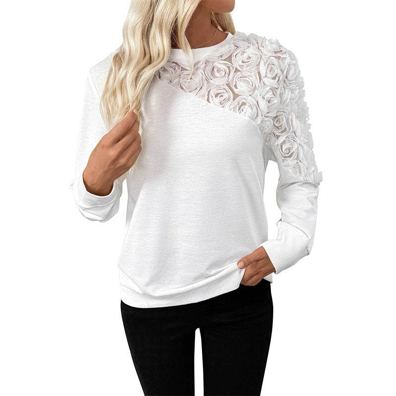 European And American Base Long Sleeve White Top - Odeita