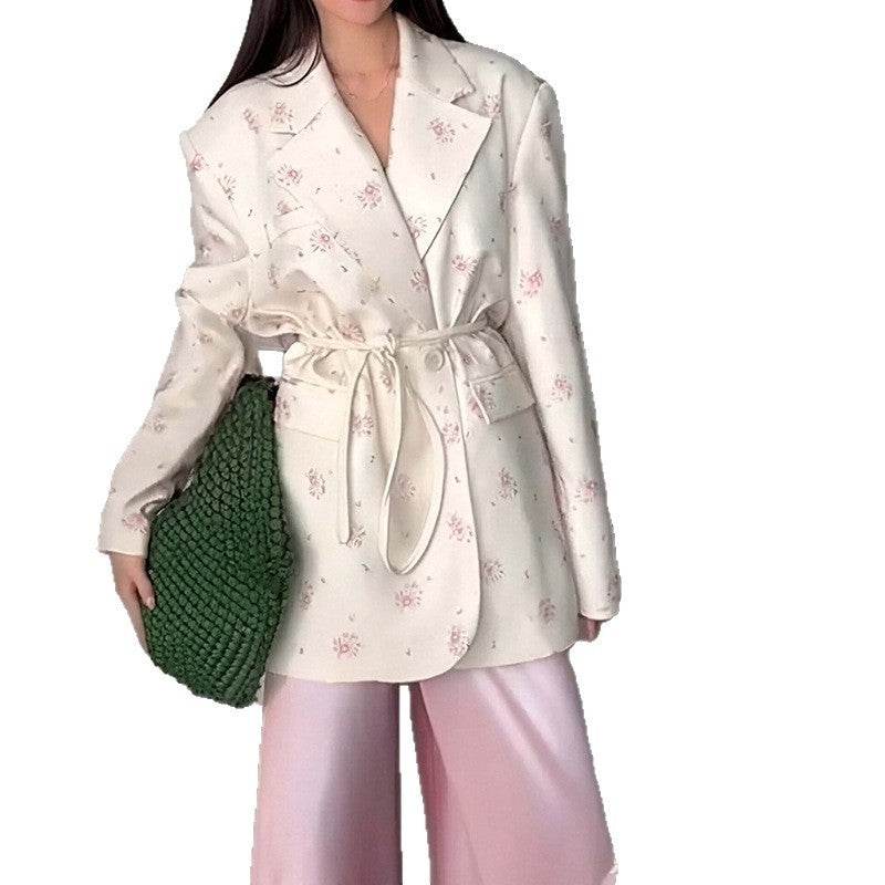 Collar Lace-up Waist-tight Suit Jacket - Odeita