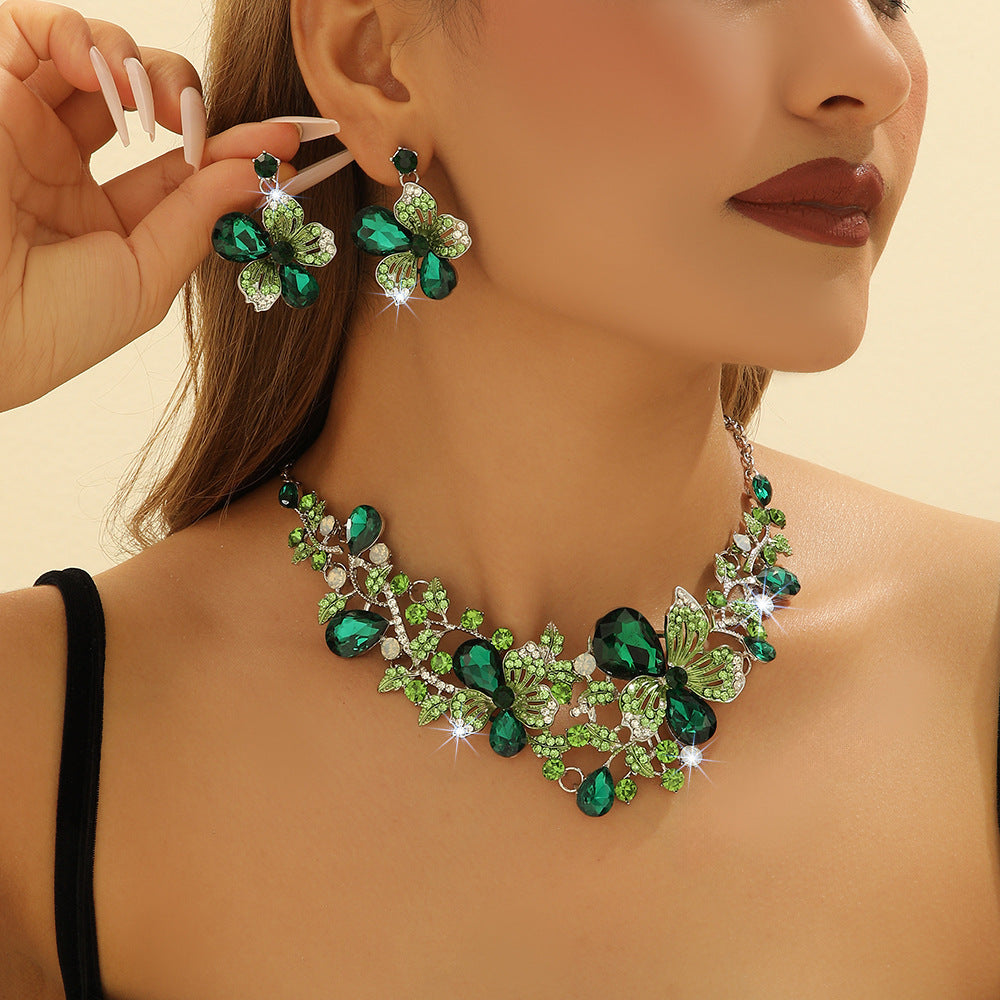 Flower Necklace And Earrings Suite Color