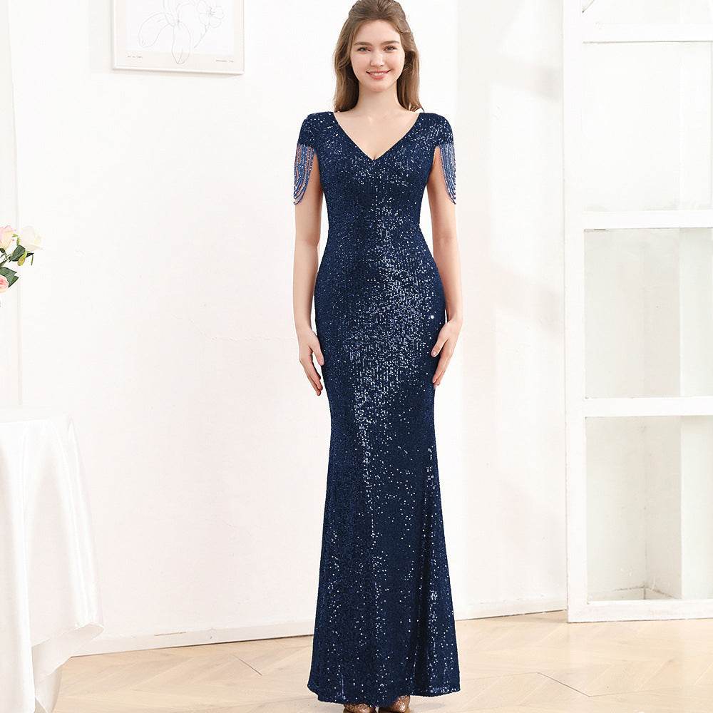 Sequined Slim Fit Slimming Long Dress Women - Odeita