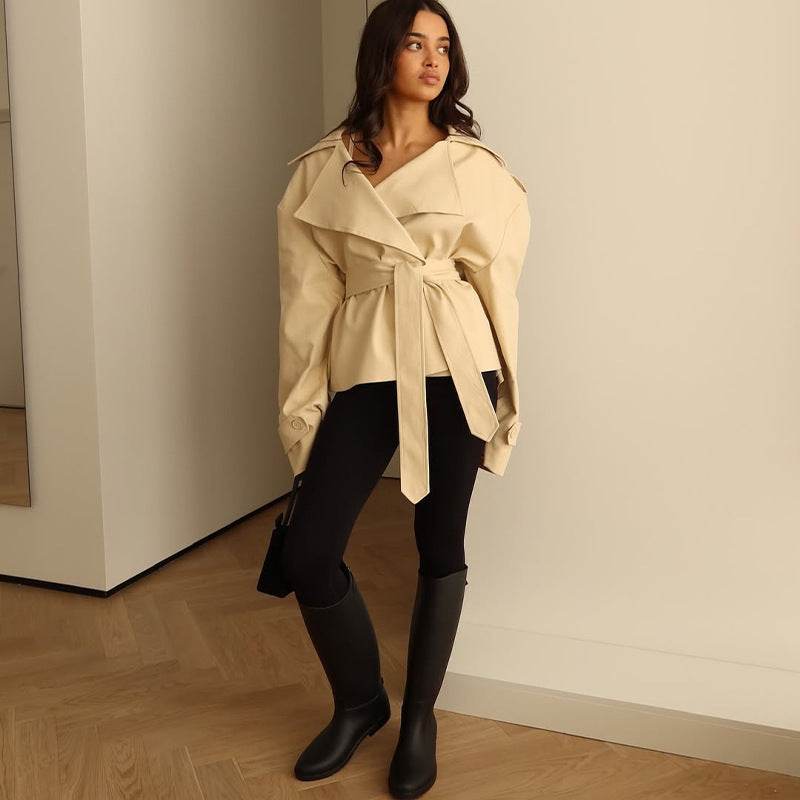 Women's Fashion Waist-controlled Long-sleeved Coat - Odeita