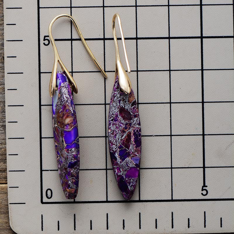 Simple High Quality Leaf Pendant Earrings Eardrops Natural Stone Ornament