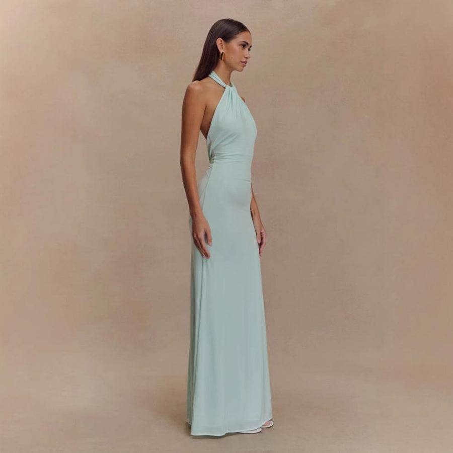 Ins Bodycon Halter Dress Sexy Backless Slim Fit Waist Slimming Maxi Dresses Prom Party Club Clothing For Women - Odeita