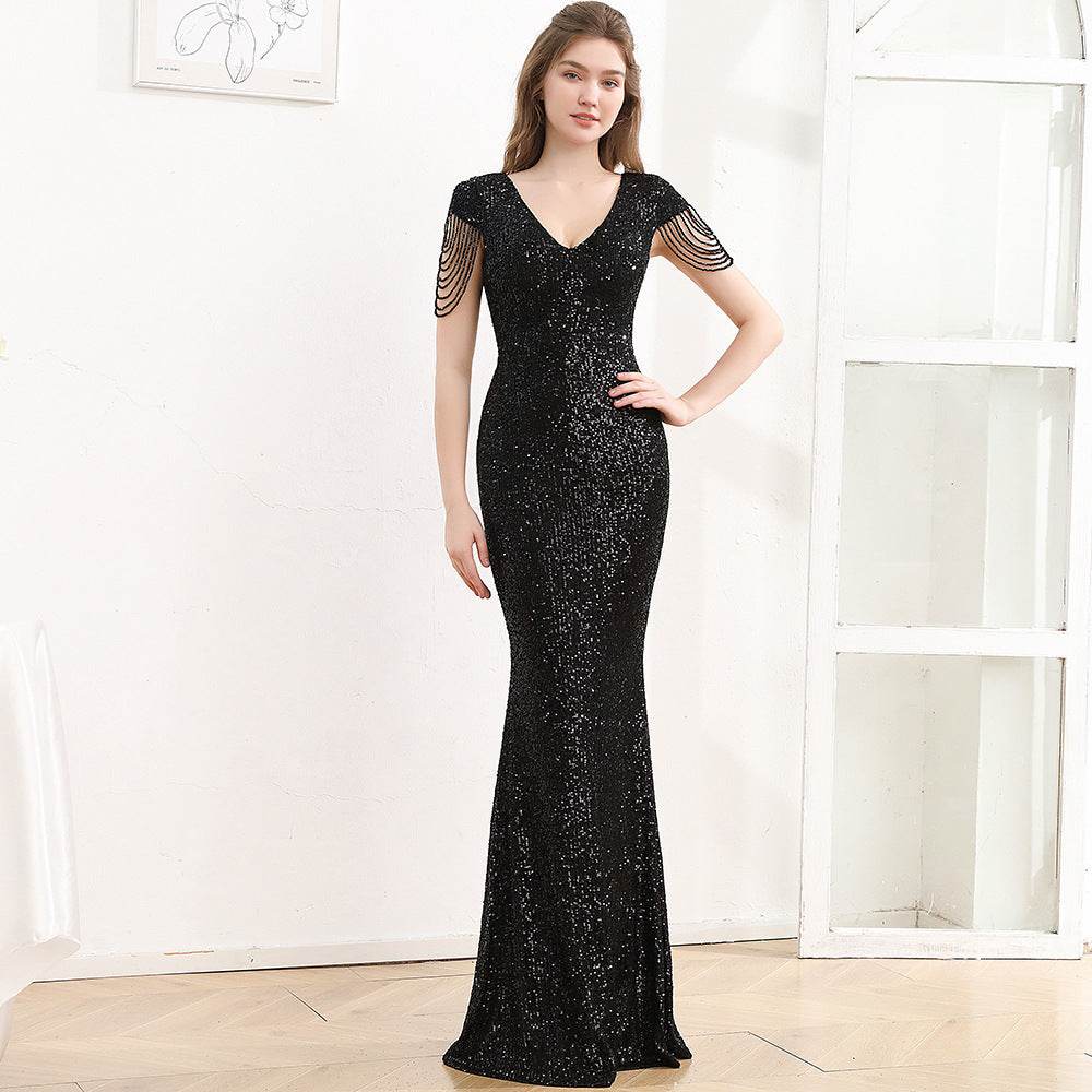 Sequined Slim Fit Slimming Long Dress Women - Odeita