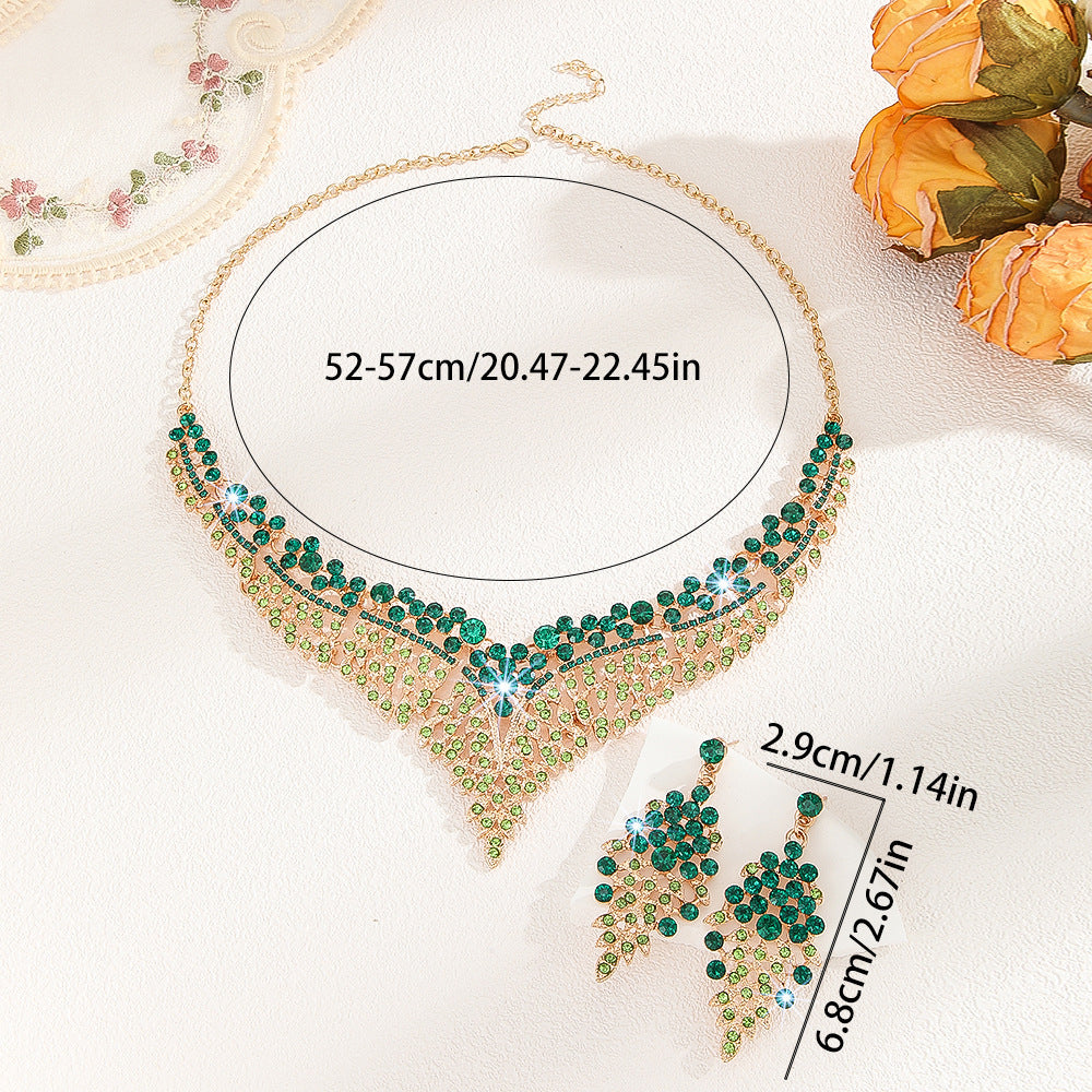 Alloy Rhinestone Wedding Necklace Earrings Bridal Wedding Decoration