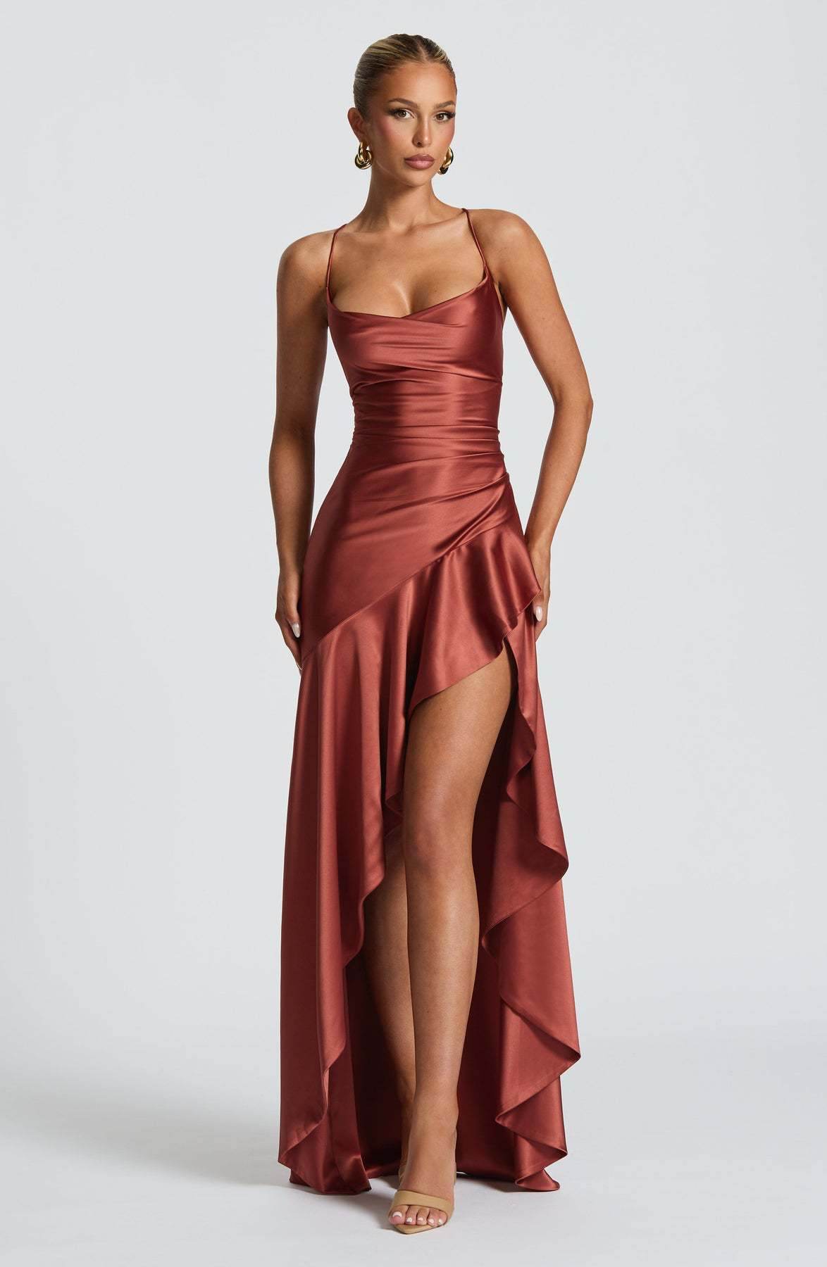 Women's Backless Ruffles Irregular Dress Summer Fashion Evening Party Club Split Suspender Maxi Dresses Clothing - Odeita