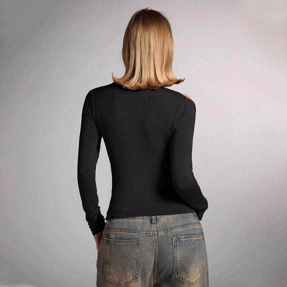 Women's Pure Color Halter Fashion Shoulder-baring Slim Top - Odeita