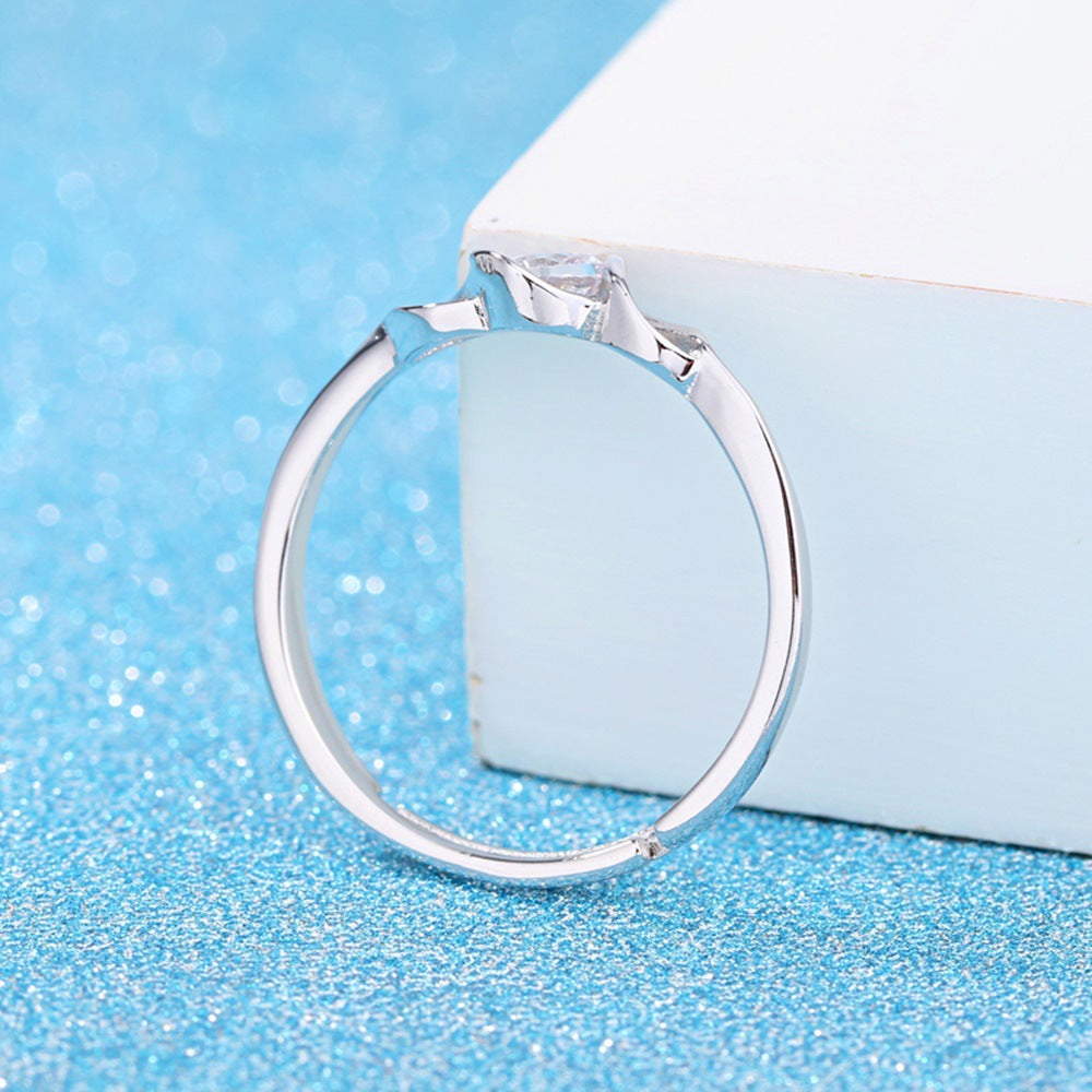 Korean Style Silver Love Interwoven Heart Ring