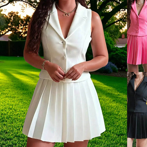 Women's Sleeveless Large Lapel Fashion Casual Set Two-piece Suit - Odeita