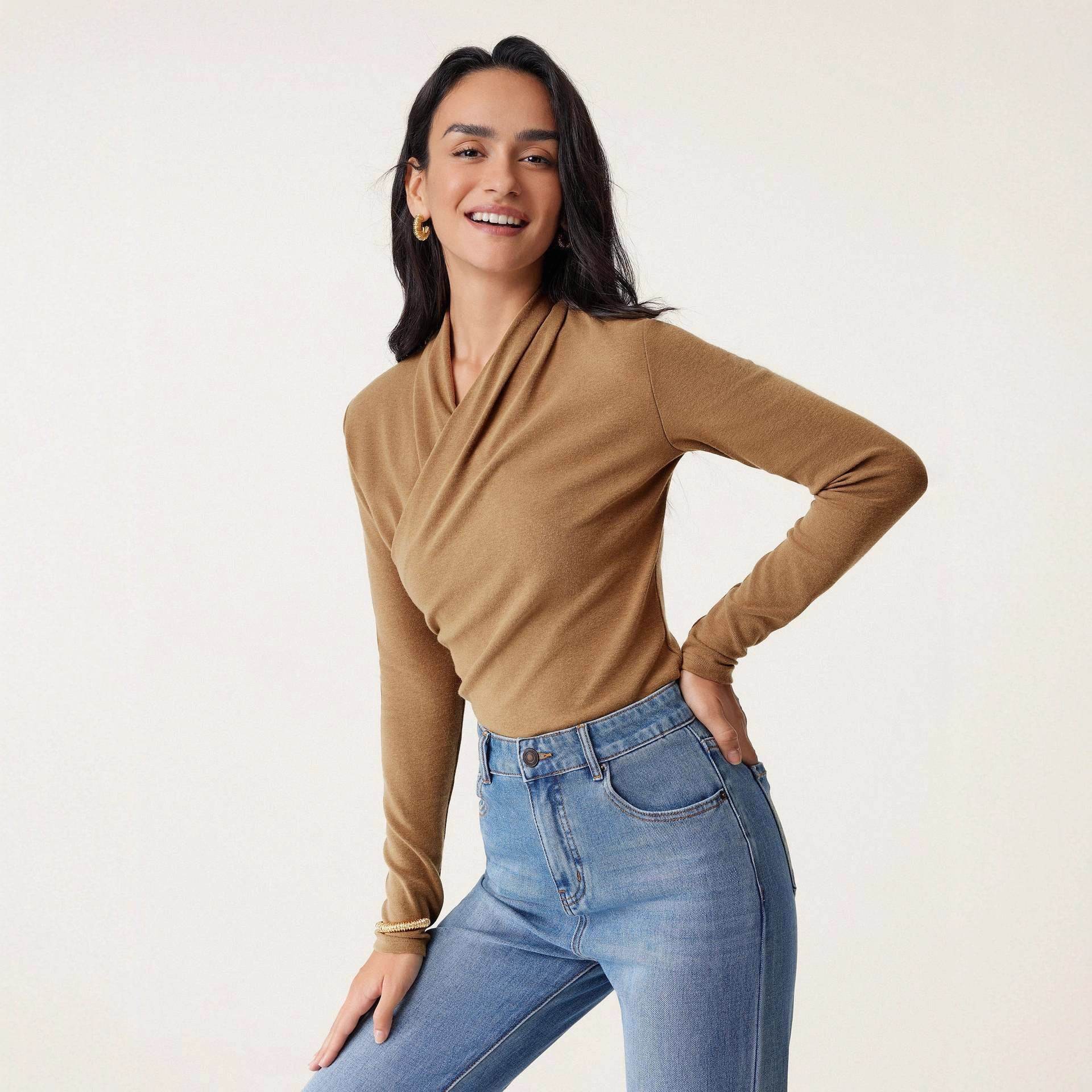 Fashion Women Solid Color Pullover Sweater Sli
m Fit - Odeita