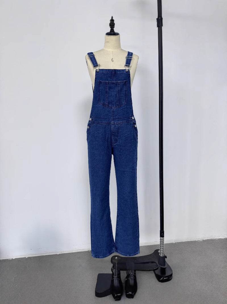 Loose Women's Denim Suspender Pants - Odeita