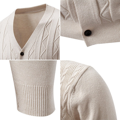 Men's Brocade Sweater Korean Style Trendy Casual Loose And Handsome V-neck Knitted Cardigan Coat