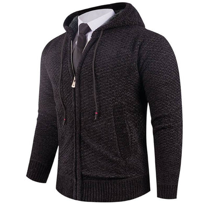 Men's Small Pineapple-pin Hooded Fleece Lined Fashion Knitwear Sweater