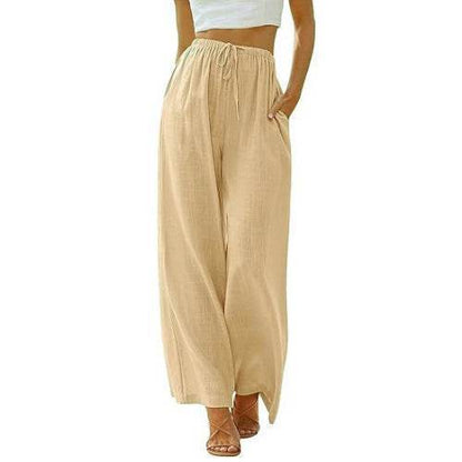 Women Casual Lightweight Drawstring Elastic Waist Pants With Pockets - Odeita
