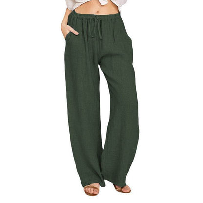 Women Casual Lightweight Drawstring Elastic Waist Pants With Pockets - Odeita
