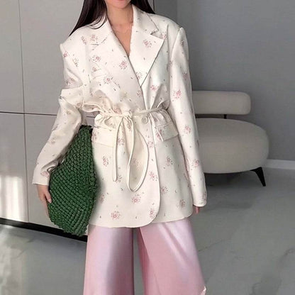 Collar Lace-up Waist-tight Suit Jacket - Odeita