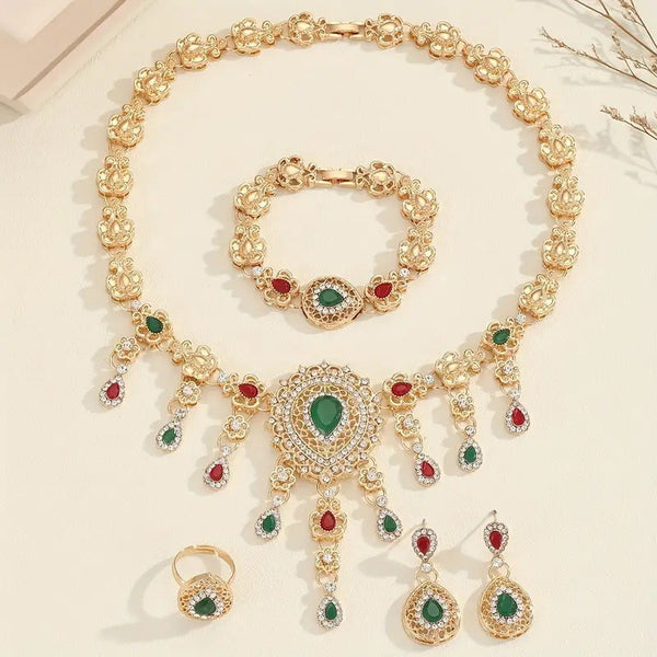 European And American Bride 4 PCs Set Fashion Alloy Necklace Ring