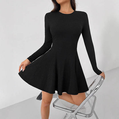 Fashion Solid Color Rib Fabric Dress For Women - Odeita