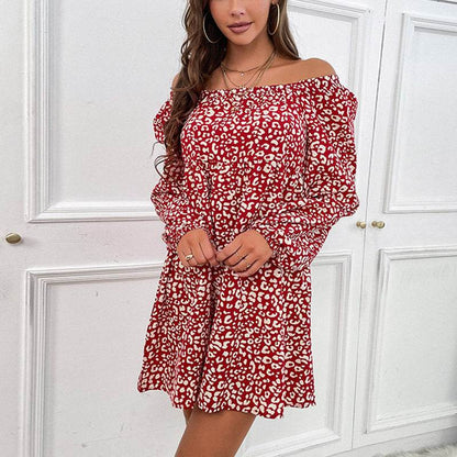 Off-shoulder Beach Skirt Floral Off-shoulder Dress - Odeita