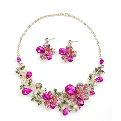 Flower Necklace And Earrings Suite Color