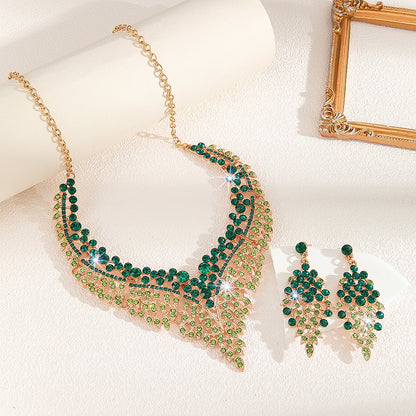 Alloy Rhinestone Wedding Necklace Earrings Bridal Wedding Decoration