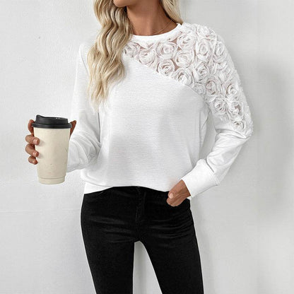 European And American Base Long Sleeve White Top - Odeita