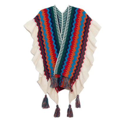 European And American Spring Autumn And Winter Ladies Travel Ethnic Style Ruffled Knitted Shawl - Odeita