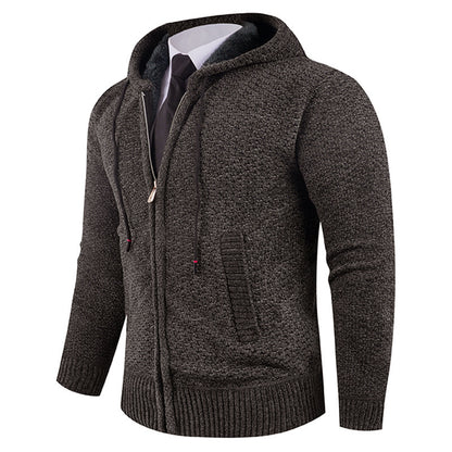 Men's Small Pineapple-pin Hooded Fleece Lined Fashion Knitwear Sweater