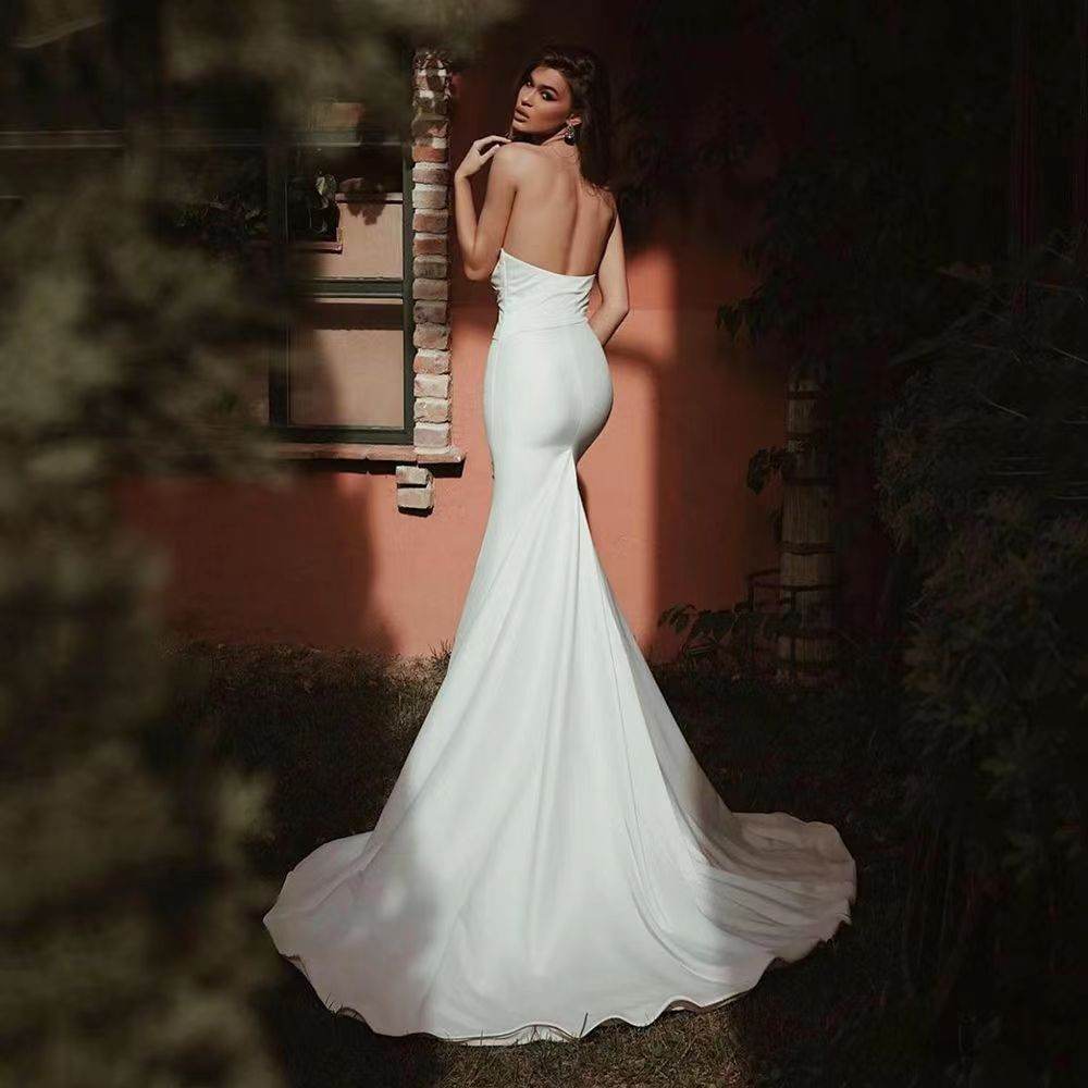 Women's Tube Top Satin Fishtail Gown - Odeita
