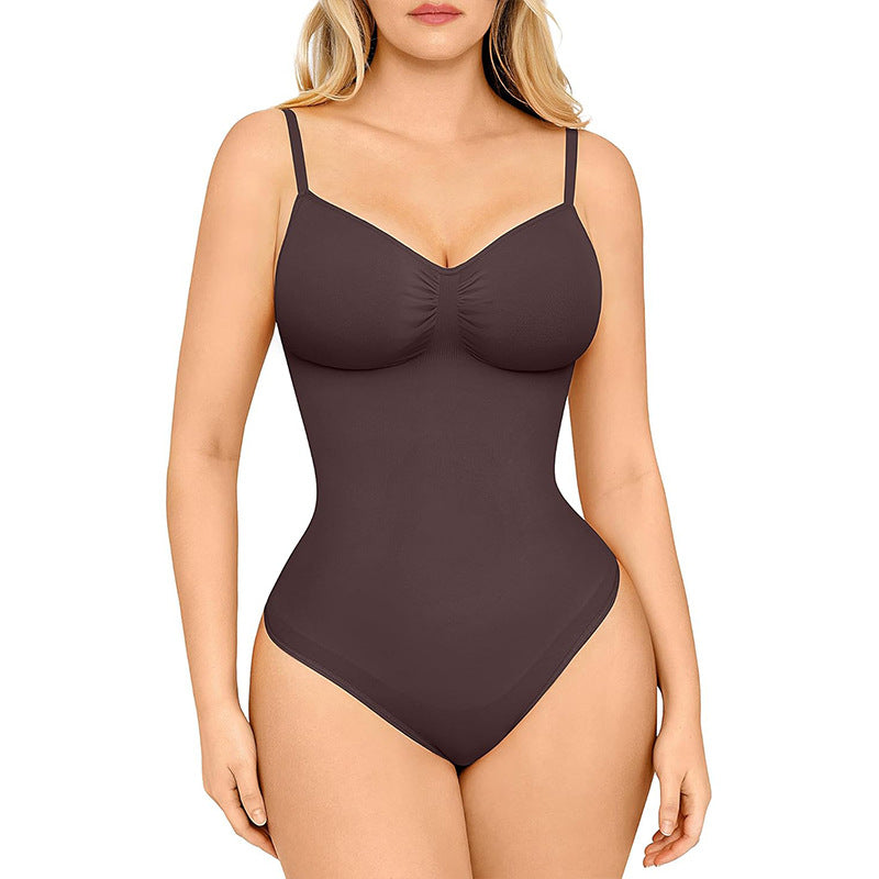 Women's Solid Color Open Seamless Waist Slimming And Hip Lifting Jumpsuit