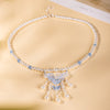 Blue Peony Petal Necklace P
