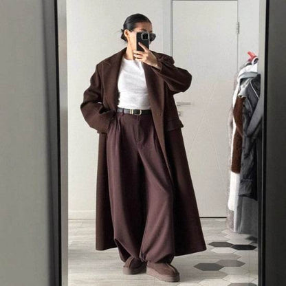 High Waist Mopping Commuter Draped Suit Pants - Odeita