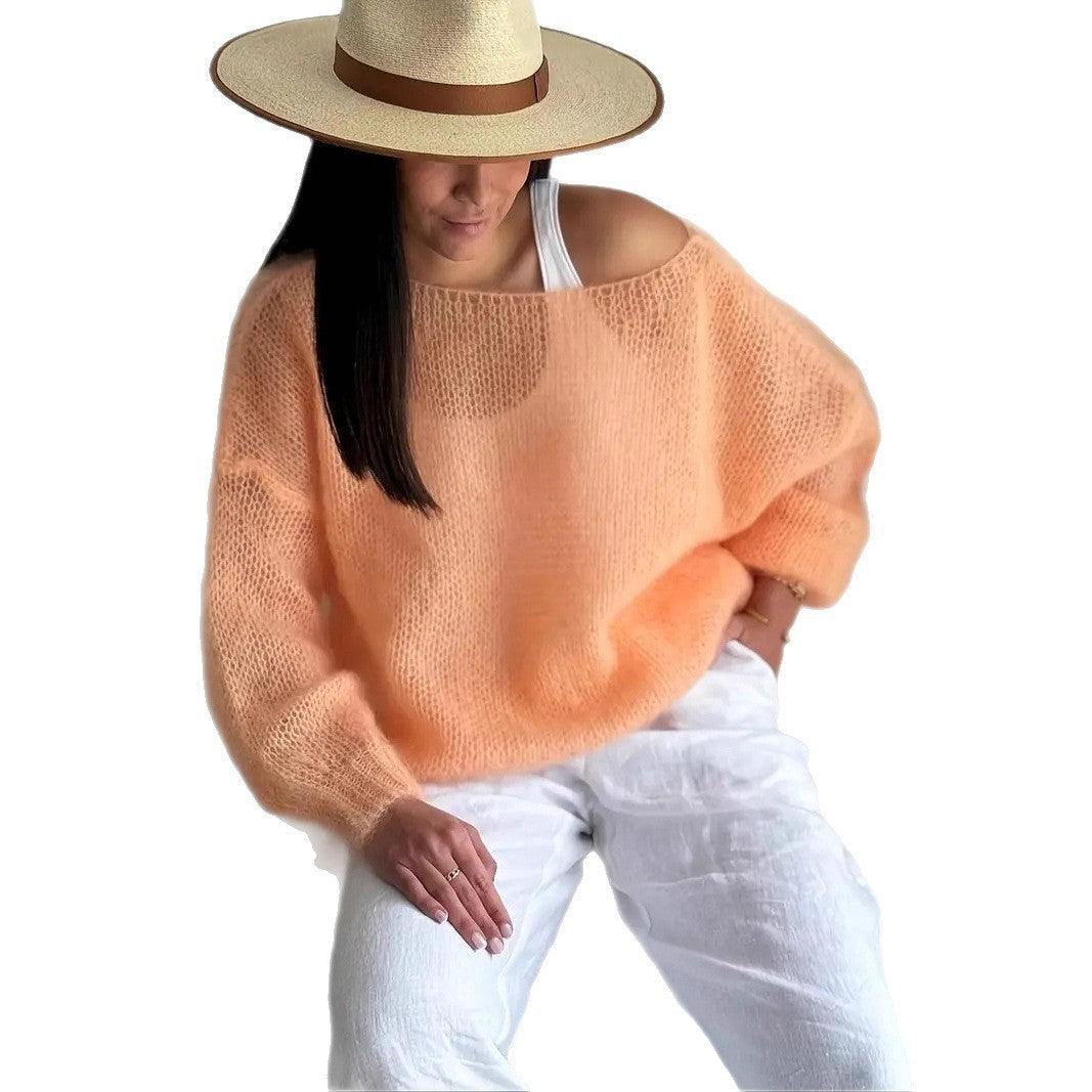 Gentle Thin Hollow Outerwear Knitted Blouse