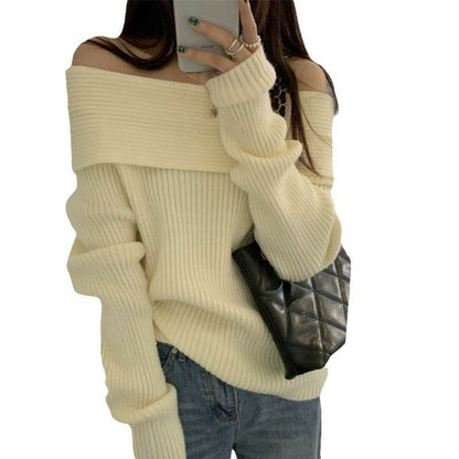 Off-shoulder Shoulder-baring Casual Sweater Women - Odeita
