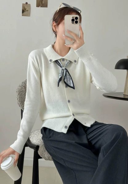 Lazy Fashion Lapel Scarf Sweater - Odeita
