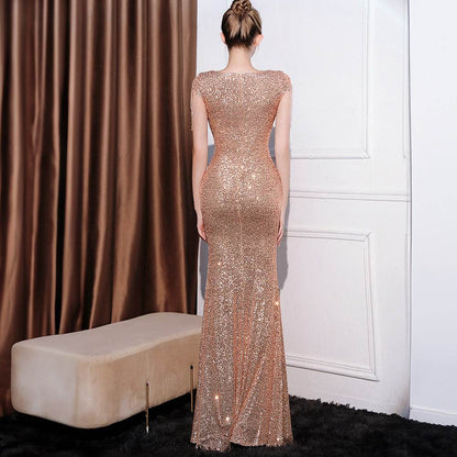 Sequined Slim Fit Slimming Long Dress Women - Odeita
