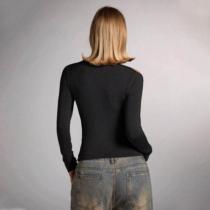 Women's Pure Color Halter Fashion Shoulder-baring Slim Top - Odeita