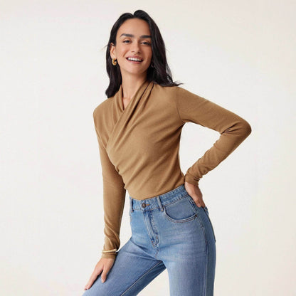 Fashion Women Solid Color Pullover Sweater Sli
m Fit - Odeita